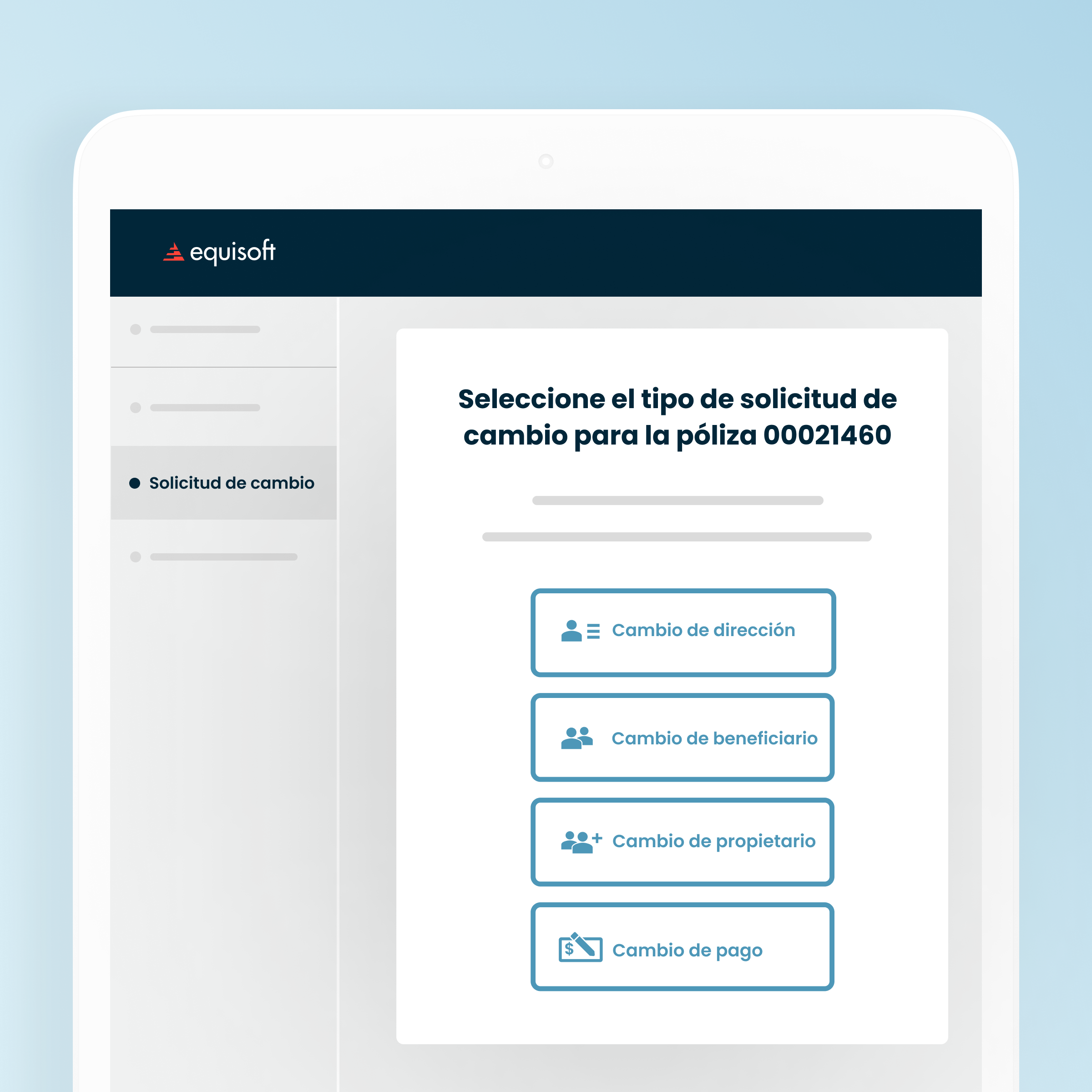 Serve portal Enable Customers to Change Policy Contract Info ES