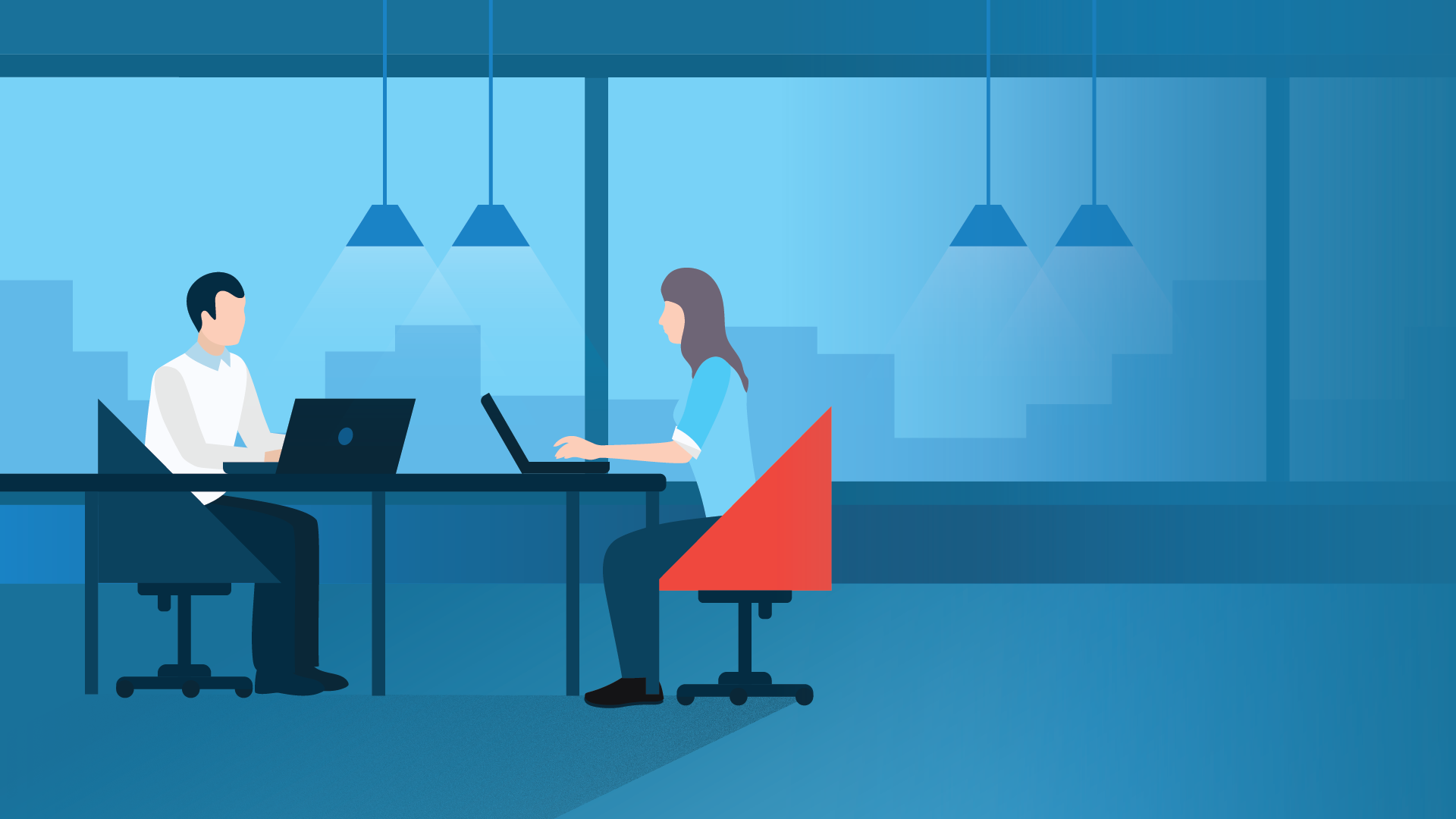 Couple Working Near Window 1920x1080